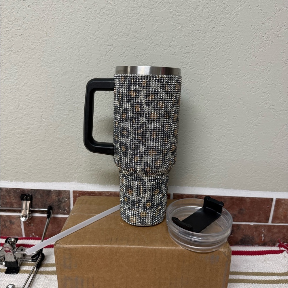 Rhinestone Travel Mug with Handle